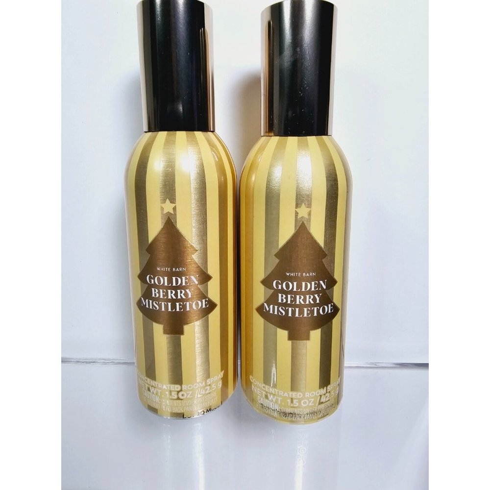 2 GOLDEN BERRY MISTLETOE Bath Body Works Concentrated Room Spray 1.5oz NEW